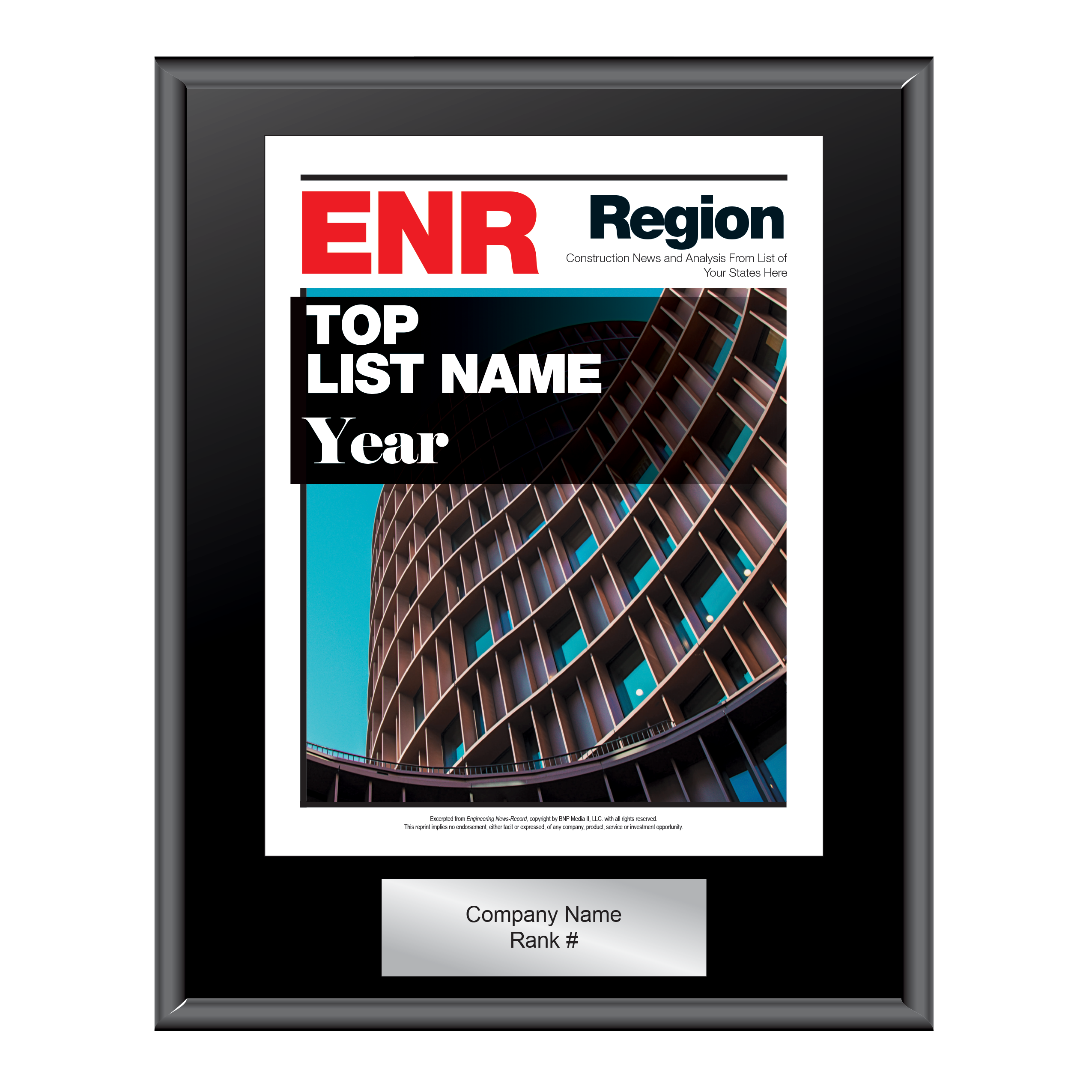 ENR Regional Top List plaque
